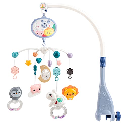 AmyBenton Elektrisches Mobile Baby - Mobile für Babybett mit Musik und Licht - Fernbedienung und Timing-Funktion - Geschenk für Neugeborene Jungen Mädchen