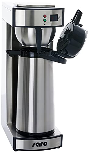 Saro 317-2085 Thermo Kaffeemaschine mit Korbfilter und Thermoskanne Industriekaffeemaschine mit Pumpkanne (2,2 Liter, ca. 10 Tassen Kaffee, Brüh-& Warmhaltefunktion), Silber, 1.8 liters