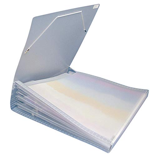 Rayher Fächertasche für Scrapbooking-Papiere, 33 x 33,5 cm, 7 Fächer, transparenter Kunststoff, Gummibandverschluss, Sortiermappe, 7870500