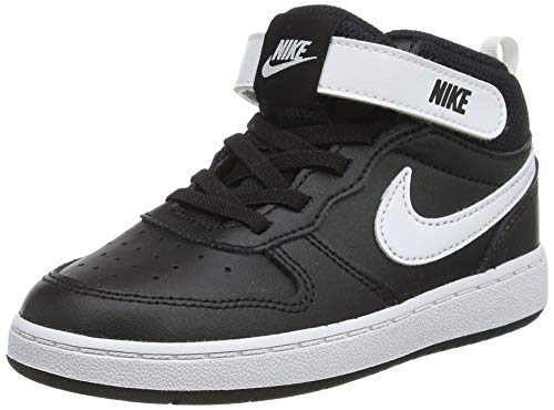 Nike Unisex Baby Court Borough Mid 2 (TDV) Sneaker, Black/White, 21 EU