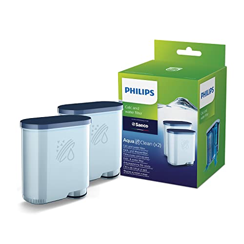 Philips Kalk- und Wasserfilter wie CA6903/01 - 2 AquaClean Filter, Kein Entkalken für bis zu 5.000 Tassen*, Click&Go-System, Weiß (CA6903/22)