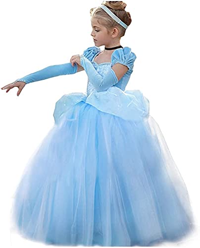 THYTHM Cinderella Kleid Kostüme Prinzessin Dress Up Cosplay Fancy Party Outfit für Mädchen Blau