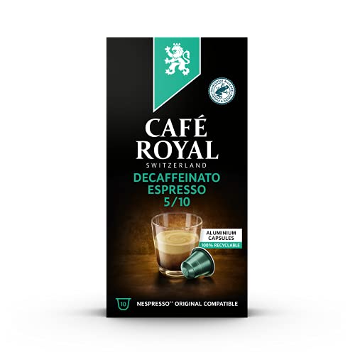 Café Royal Espresso Decaffeinato 100 Nespresso®* kompatible Kapseln (aus Aluminium, Intensität 5/10) 10er Pack (10 x 10 Kaffeekapseln)