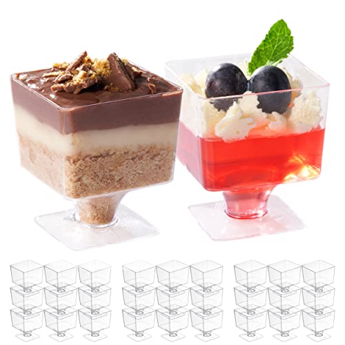 MATANA 100 Mini Dessertschalen aus Kunststoff, Kleine Transparente Dessertbecher für Hochzeiten, Geburtstage & Partys - 60ml