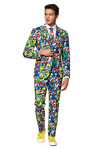 OppoSuits Lustige Verrückt Abschlussball Anzüge für Herren - Komplettes Set: Jackett, Hose und Krawatte,Mehrfarbig,52