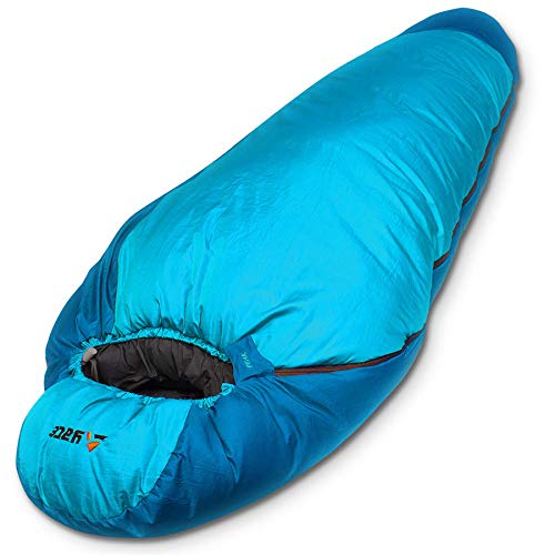 Aven Peak Schlafsack 230 cm - Hochleistungs Mumienschlafsack - koppelbar - warm - für bis zu -32 Grad - blau - Partnerschlafsack - Camping - Winterschlafsack