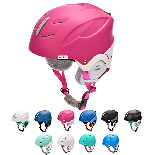 meteor Skihelm Kinder Snowboard Helm Herren Ski Helmet fur Mädchen Jungen Skihelm Damen (S 54 cm, LUMI Rosa-Weiß)