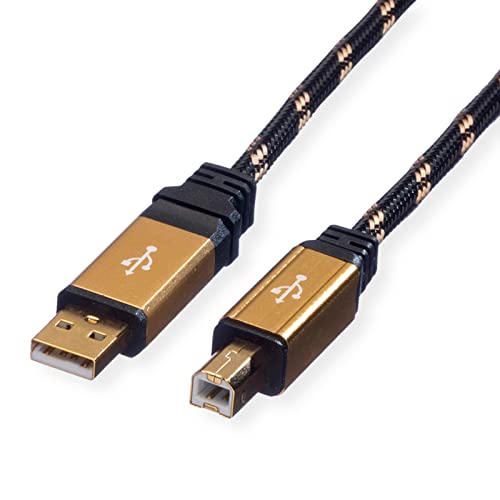 ROLINE GOLD USB 2.0 Kabel 3 m | Typ A-B Stecker | HiSpeed Verbindungskabel