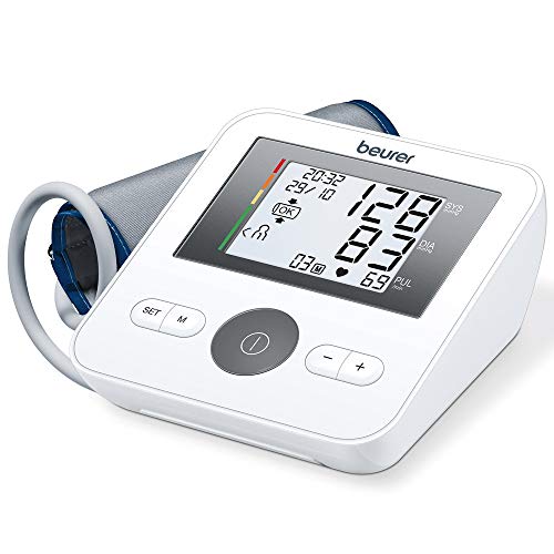 Beurer BM 27 Oberarm-Blutdruckmessgerät mit Manschettensitzkontrolle, für Oberarmumfänge von 22-42 cm, Risikoindikator, Arrhythmie-Erkennung, Meldung bei Anwendungsfehlern