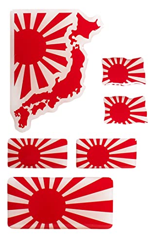 BIKE-label Japan Rising Sun 3D Aufkleber Set Flaggen 6 Stück Sticker Auto Kfz Motorrad X301200VA