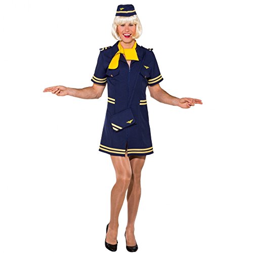 Männerballett Kostüm Stewardess Gr. 50/52 Kleid Haube blau Fasching Flugbegleiterin (50/52)