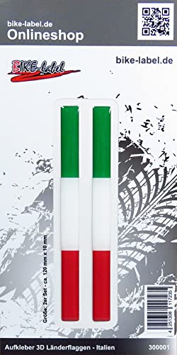 BIKE-label 300001N Aufkleber 3D Länder-Flaggen Italien Italy 2 Stck je 120 x 10mm