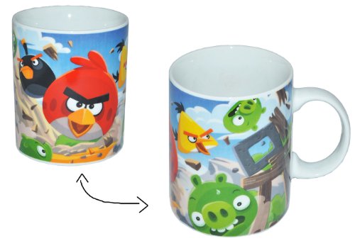 alles-meine.de GmbH Henkeltasse mit Angry Birds - groß - Keramik Trinktasse mit Henkel - Tasse Becher Porzellantasse Vögel Red Jim Jake Chuck Schwein Tassen Kaffeetasse