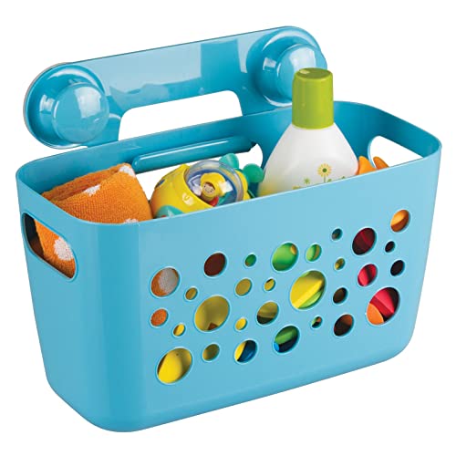 mDesign großer Duschkorb zum Hängen - ideale Duschablage für Kinderspielzeug, Shampoo, Schwämme und sonstiges Duschzubehör - Duschregal mit Saugnapfen für Dusche und Badwanne - blau
