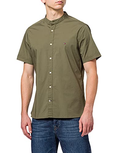 Tommy Hilfiger Herren Slim Stretch Mandarin Shirt S/S Hemd, Rocky Mountain, XL