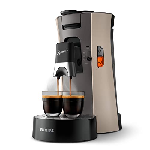 Philips Domestic Appliances Senseo Select CSA240/30 Kaffeepadmaschine - Kaffeestärkewahl Plus, Memo-Funktion, aus recyceltem Plastik, beige