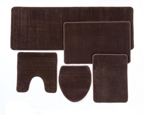 Badezimmer-Teppich, aus Memory-Schaum mit rutschfester Unterseite, 5 Stück braun
