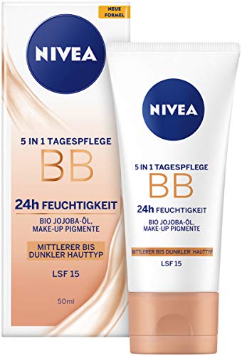 NIVEA 5in1 Tagespflege BB 24h Feuchtigkeit Mittlerer bis Dunkler Hauttyp, 50 ml