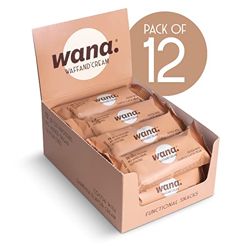 WANA Protein Riegel Vollmilchschokolade mit Haselnuss Shokoladen Creme 1 x 12er Box - Snack 30% Eiweiß und nur 0,56 g Zucker pro Eiweißriegel. Der Waffel Glutenfrei