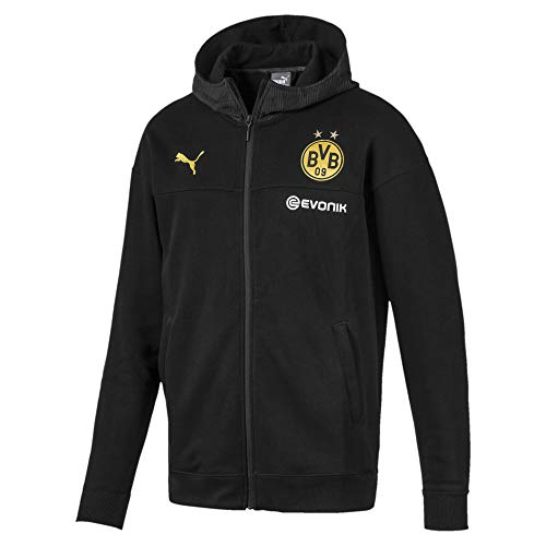 PUMA Herren BVB Casuals Hooded Jacket with Evonik Logo Trainingsjacke, Black/Phantom Black, S