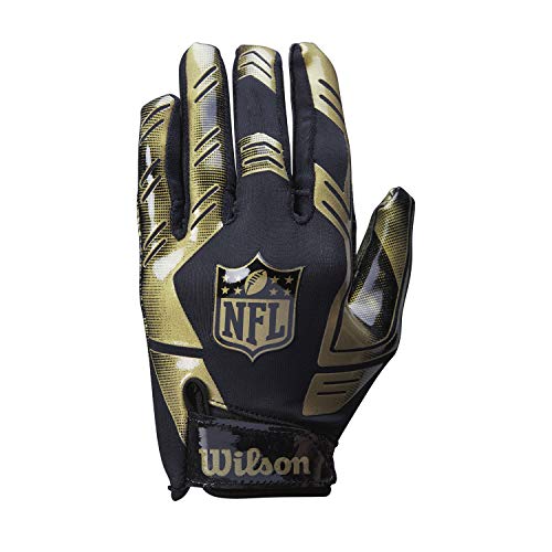 Wilson American Football Receiver-Handschuhe NFL STRETCH FIT RECEIVERS GLOVE, Einheitsgröße, schwarz/Gold, WTF930600M