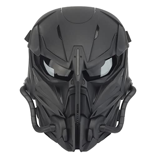SeeboJK Taktische SchäDel-Vollmaske, Einstellbare Atmungsaktive Punisher-Maske, für Airsoft Paintball SchutzausrüStung Halloween Cosplay,Bk