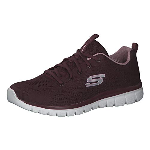 Skechers 12615/WINE Graceful-Get Connected Damen Sneaker Turnschuhe Sportschuhe weinrot/rosa, Größe:42, Farbe:Rot