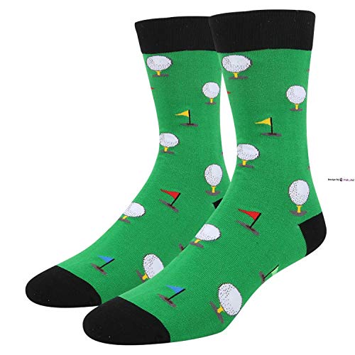 Eletina Twinkle Lustige Socken für Golfer Rugby Billard Fußball Gaming Casual Crew Sportsocken für Herren, Unisex, 1 Packung schwarze Golfschläger., Einheitsgröße