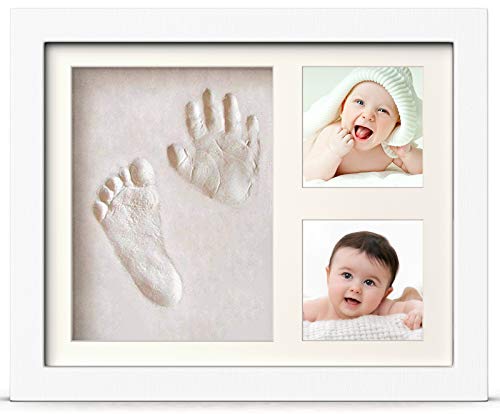 PewinGo Baby Handabdruck und Fußabdruck Set, Gipsabdruck Baby Hand und Fuß mit Echtholz Bilderrahmen- Perfekte Geschenkidee für Kleinkinder, Mütter und Väter, Erinnerungen für die Ewigkeit