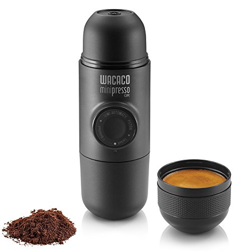 Wacaco Minipresso GR, tragbare Espressomaschine, Kompatibel gemahlener Kaffee, kleine Reisekaffeemaschine, manuell von Piston Action betrieben