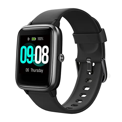 Smart Watch Fitness Tracker Fitness Armband mit herzfrequenz,SmartWatch IP68 Wasserdicht Fitness Uhr Voller Touchscreen mit Musiksteuerfunktion Schlafmonitor Uhren für Damen Herren Kinder (All-Black)
