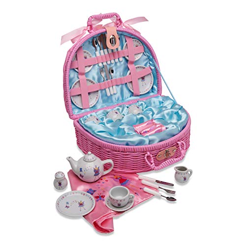 Lucy Locket Märchen Picknickkorb und Teeservice für Kinder (32 Stck. Spielgeschirr Set) Pink