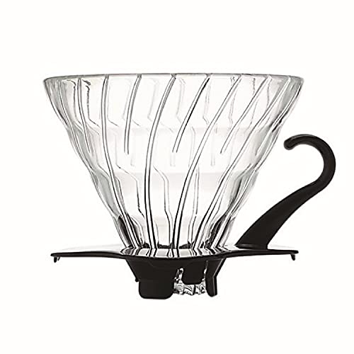 HARIO VDG-02B Kaffeefilterhalter, Glas, schwarz,