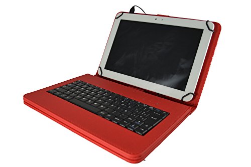 Theoutlettablet® Schutzhülle mit Abnehmbarer Tastatur in Spanisch (inklusive Buchstabe Ñ) für Tablet Artizlee ATL-31 ATL-21 10,1 – Rot