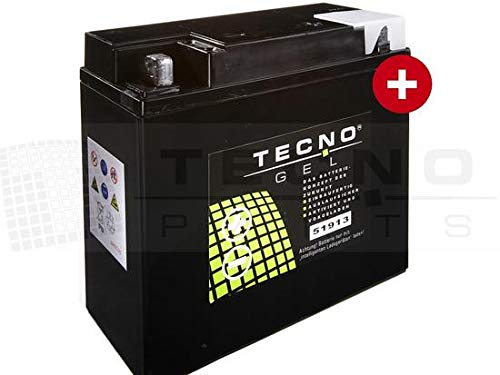 TECNO-GEL Motorrad-Batterie 51913 (51814) für B-M-W R 1150 GS, R, RS, RT, S m/o ABS 1999-2005, 12V Gel-Batterie 22AH, 186x82x171 mm inkl. Pfand