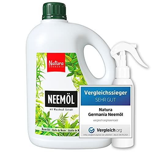 Natura Germania® Neemöl 1000ml mit Waschnußextrakt inkl. Zerstäuber-VERGLEICHSSIEGER - Nur mit Wasser mischen und sofort nutzen