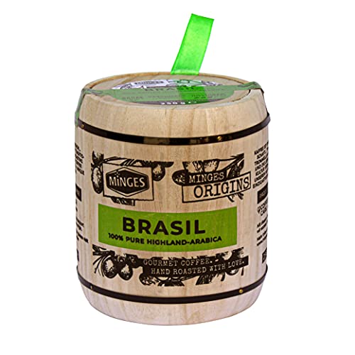 Minges ORIGINS Kaffeebohnen Brasil Hochland Arabica blumig aromatisch – Original Langzeitröstung, 250 g