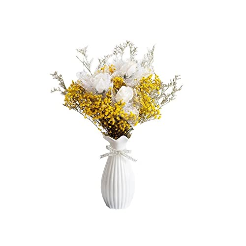 Künstliche gefälschte Blumen Künstliche Blumen innen, Gypsophila Getrocknete Blumen mit weißen Vasen, Blumensträuße for den europäischen Stil Homektop-Möbel Blumensträuße Dekorationen ( Color : B )