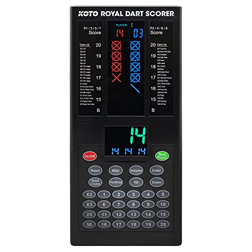 KOTO Royal Dart Scorer - Elektronische Touch Pad Dart Scorer Punktzähler - Für 8 Spieler - 40 Spiele und Über 427 Variationen - Digitaler Dartzähler