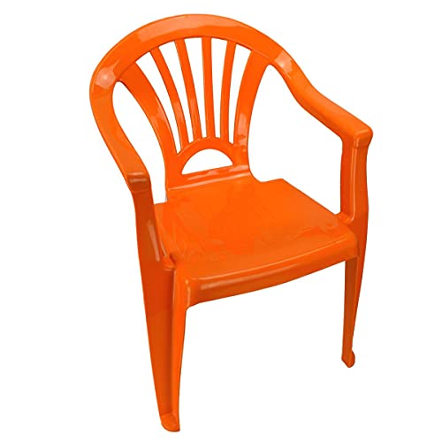 Marabella Kinderstuhl Gartenstuhl Stuhl für Kinder in blau, grün, orange oder pink Garten, Farbe:orange