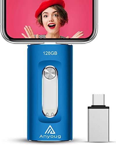 USB Stick 128 GB für Phone, Anyoug USB C Stick 4 in 1, USB 3.0 Speicher Stick Flash Drive Foto Stick Speichererweiterung für iOS OTG Android Handy PC Laptop Tablet