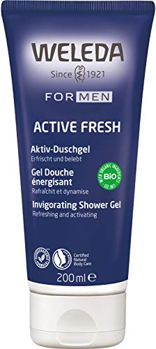 WELEDA Bio For Men – Active Fresh Aktiv Duschgel - erfrischende Naturkosmetik Pflegedusche mit maskulinem Duft, pflegende Reinigung für Haut, Körper und Gesicht (1 x 200 ml)