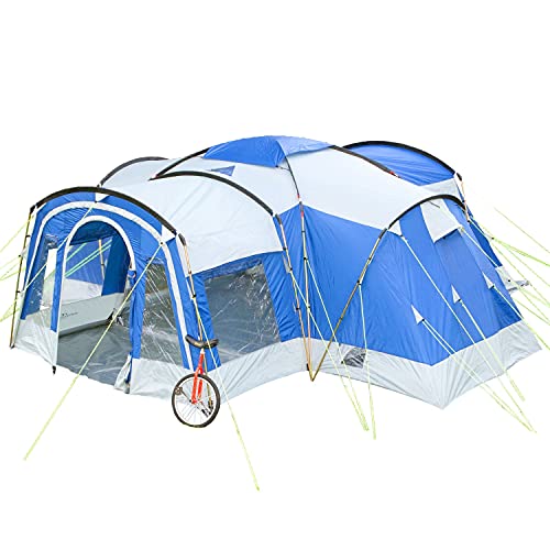 Skandika Nimbus Sleeper für 8 Personen | Campingzelt mit 3 schwarzen Schlafkabinen, wasserdicht, 5000 mm Wassersäule, 2,15 m Stehhöhe, versetzbare Frontwand, großer Wohnraum mit Vorzelt