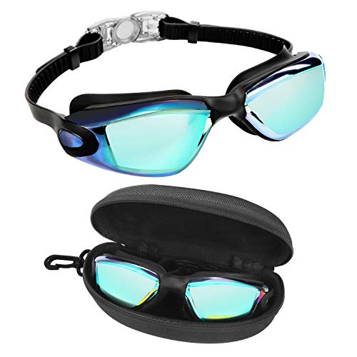 BEZZEE PRO Schwimmbrille - UV-Schutz & Antibeschlag Taucherbrille mit Etui - Kein Auslaufen & Verstellbare Silikon Riemen, Schwimmbrillen für Erwachsene, Herren, Damen und Jugendliche zum Schwimmen