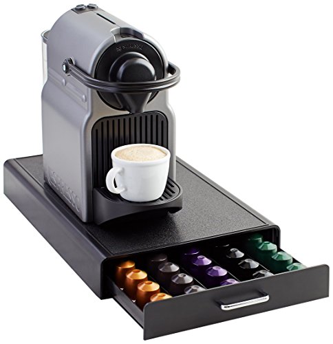 Amazon Basics Schubladenbox zur Aufbewahrung von Nespresso Originalline Kaffeekapseln, Fassungsvermögen: 50 Kapseln, Belastbarkeit 4,5 kg, Schwarz