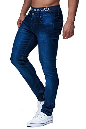 Leif Nelson Herren Jeans Hose Slim Fit Denim Blaue graue Lange Jeanshose für Männer Coole Jungen weiße Stretch Freizeithose Schwarze Cargo Chino Sommer Winter Basic LN301 Blau W36/L30
