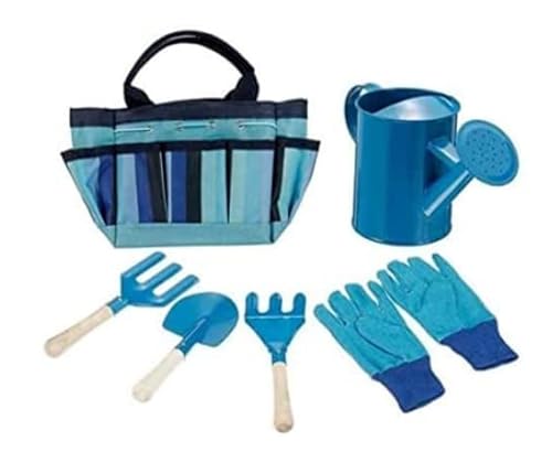 ljjlljjl Garten-Set Kinder Multifunktions-Werkzeugset, einfach zu tragen und zu falten, langlebiges Garten-Spielset, komplettes Kindergarten-Werkzeug-(blue)