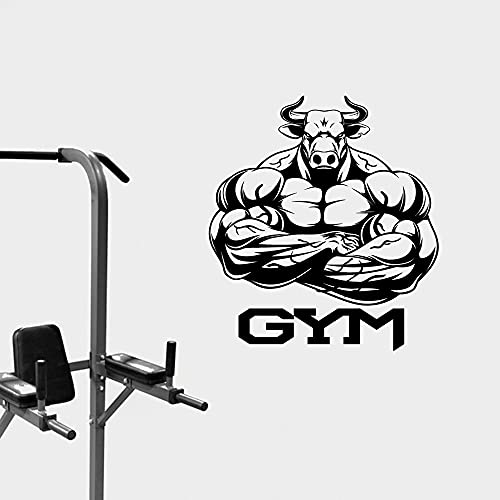 Gym Logo Bull Muskel Bodybuilding Wandaufkleber Vinyl Gym Club Fitness Aufkleber Wandaufkleber Wandbild A4 42x47cm