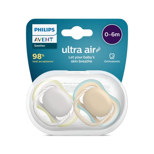 Philips Avent Ultra Air Schnuller, 2er-Pack – BPA-freier Schnuller für Babys von 0 bis 6 Monaten (Modell SCF085/15)