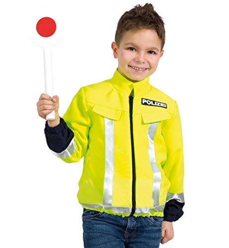 KarnevalsTeufel Kinder Kostüm Polizei Jacke Neon Gelb Warnschutzjacke Polizist Alltagsheld kleiner Held Kostüm für Kinder versch. Größen Verkleidung (140)